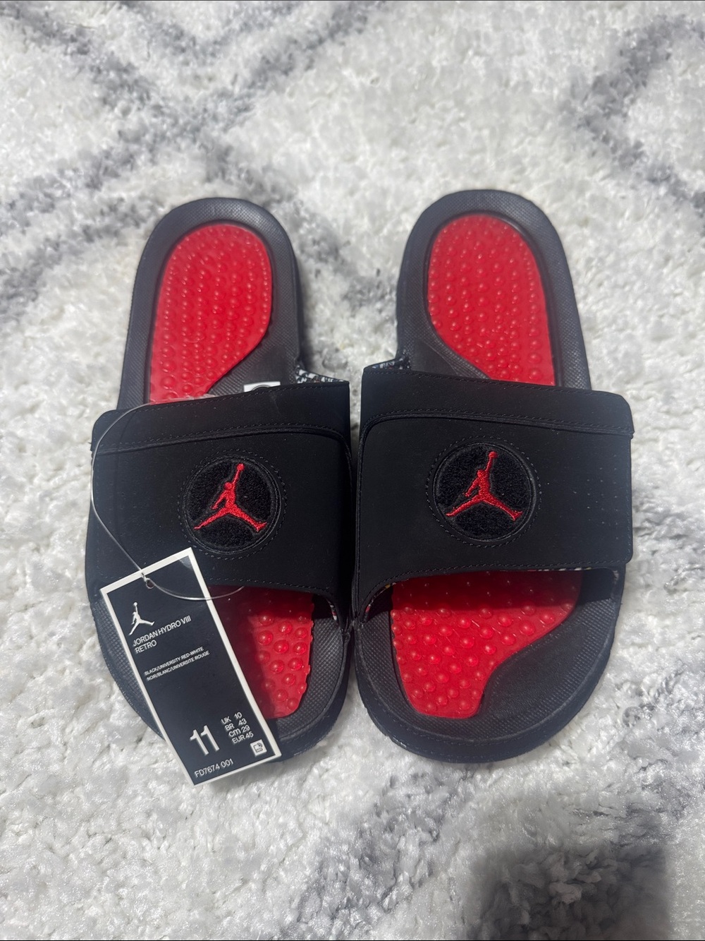 Jordan Men’s playoff viii retro 8 Black & Red Slide Sandals fd7674-001